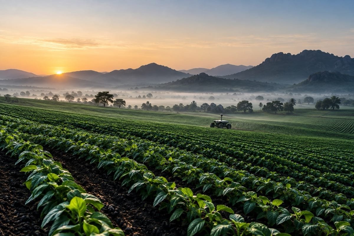 Agricultural autonomy concept in a cultivated landscape